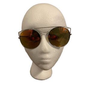 betsey johnson Womens Round Orange Pink Mirror Lens Brow Bar Sunglasses #53